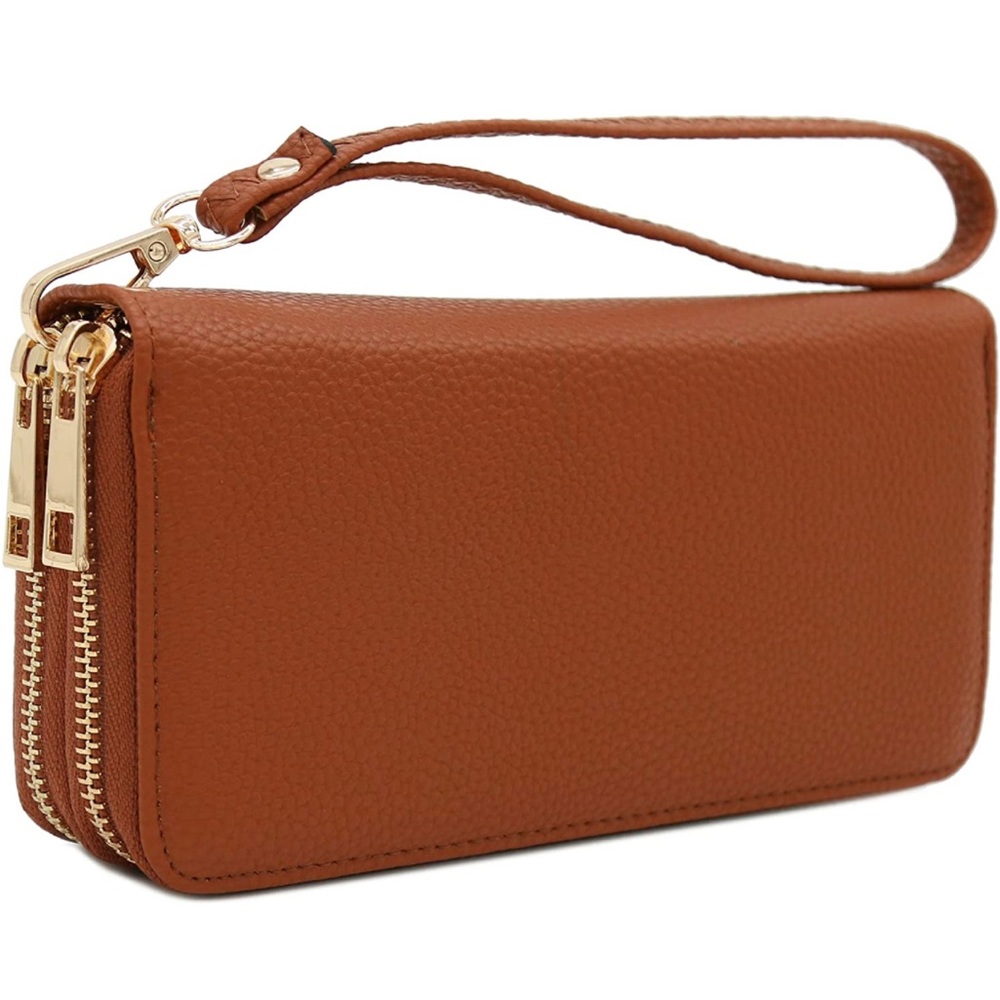 Double zipper wristlet wallet